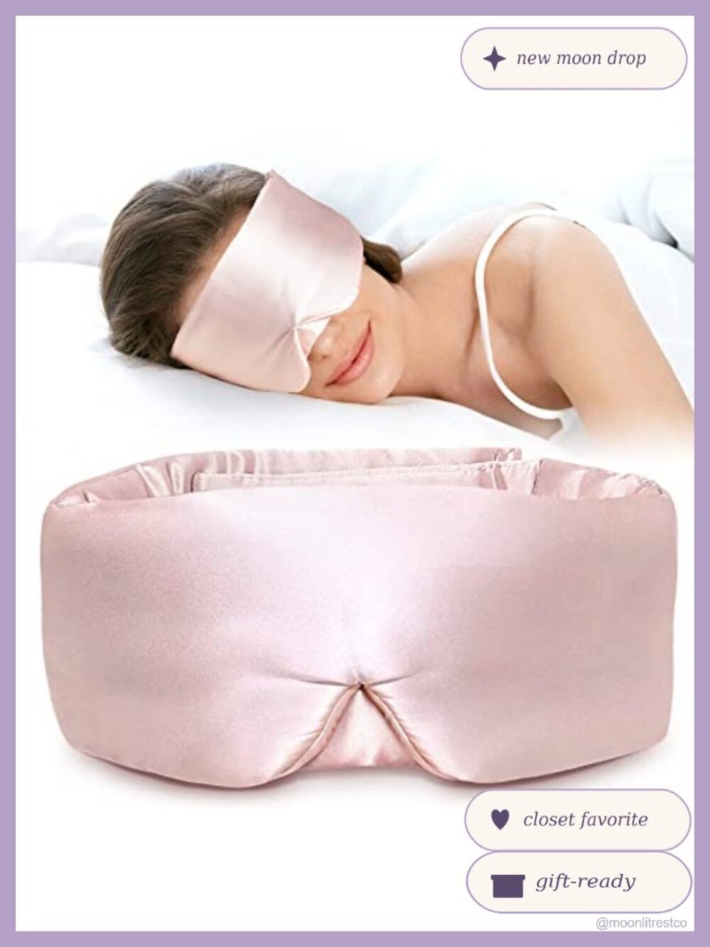 100% Mulberry Silk Sleep Mask Side Sleeper Adjustable Eye Mask Total Blackout